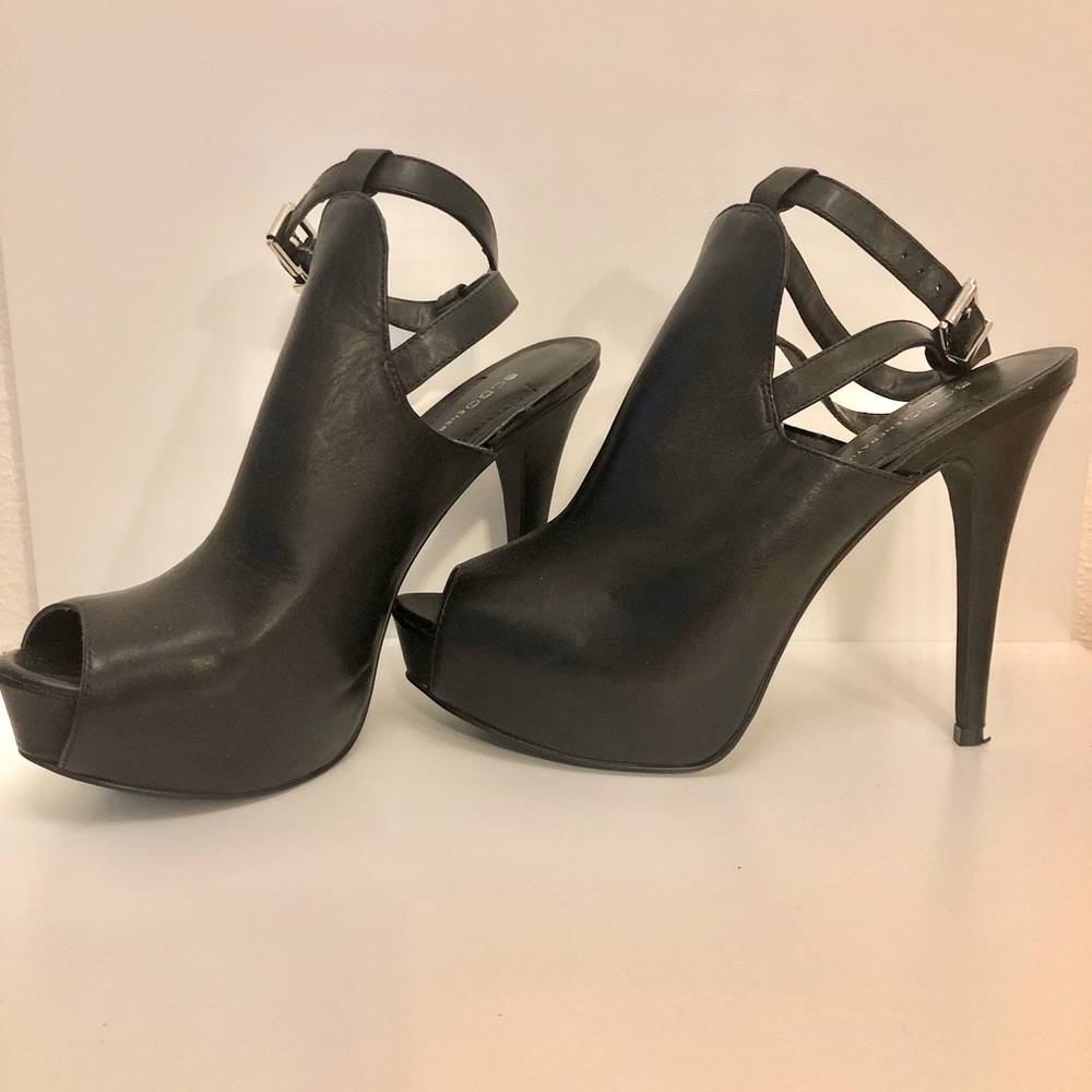 BCBG Generation Black Slingback Peeptoe Heels- New